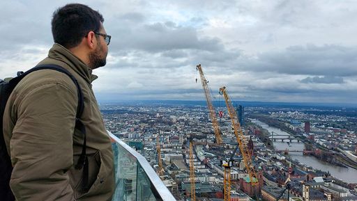 Bhatia overlooking the city of Heidelberg, Germany