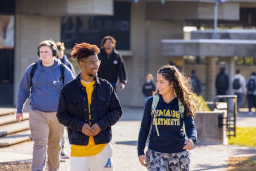Students walking on the quad