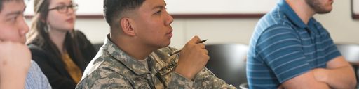 Student in military in classroom