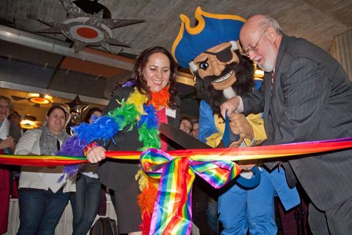 Juli Parker cutting the ribbon at the Center for Women, Gender and Sexuality: Grand Opening