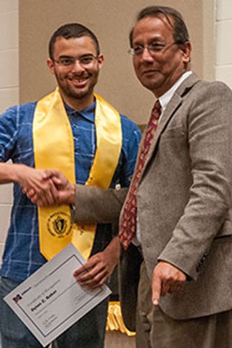 Dylan Baker with Provost Karim at Honors Convocation 2016