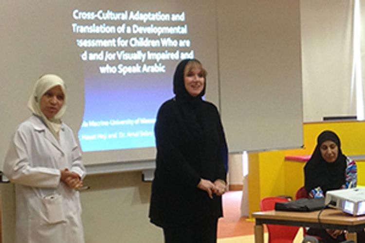 Dr. Sheila Macrine presenting her research in Qatar
