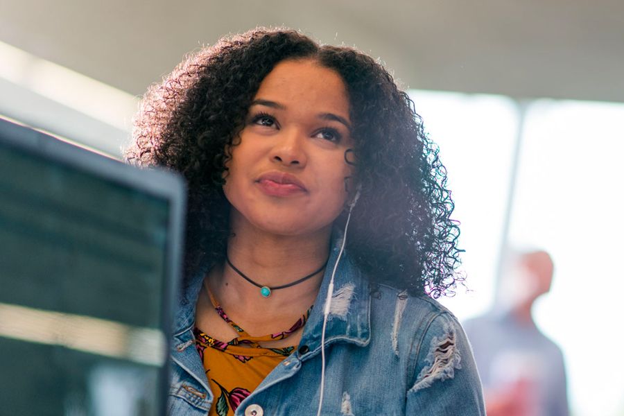 UMassD student on laptop