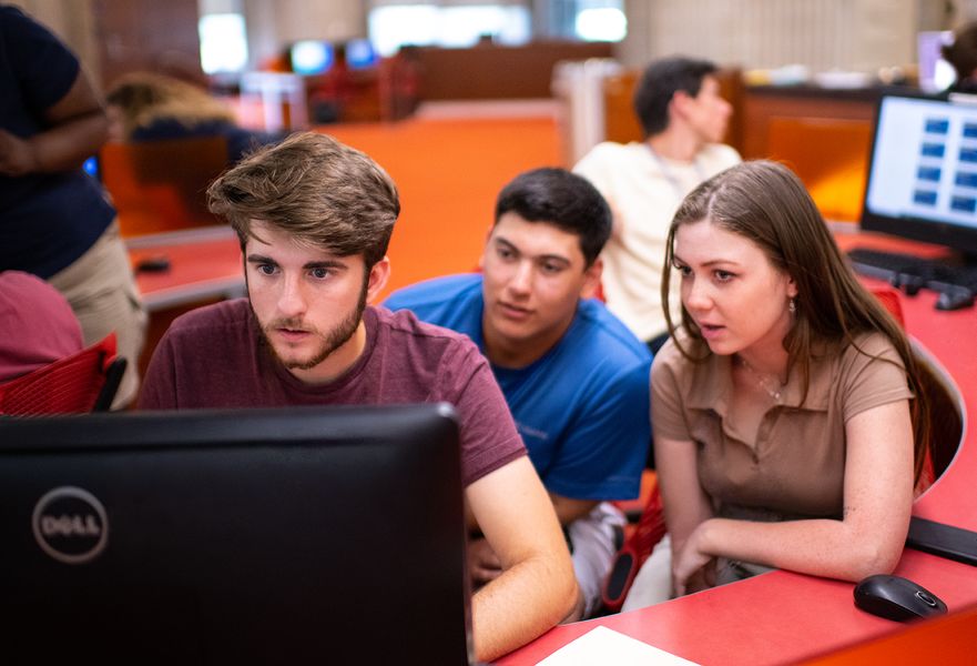 Students in the Claire T. Carney Library