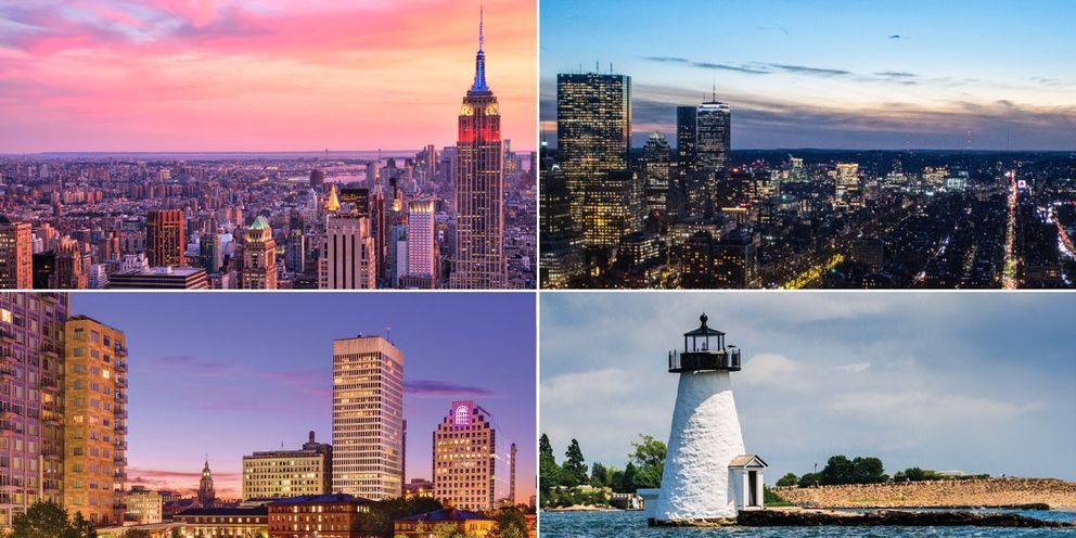 Mosaic of NYC, Boston, New Bedford, and Providence