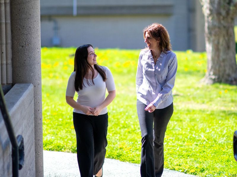 Civil engineering student Marisa Gay with Professor Nefeli Bompoti