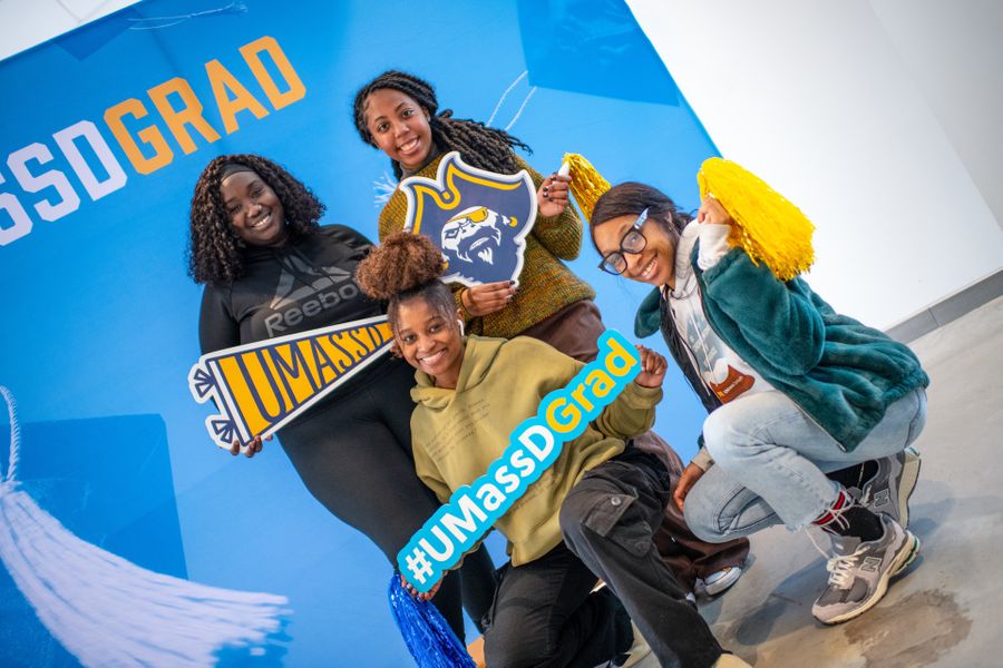 4 students at the Countdown to Commencement event in The Grove