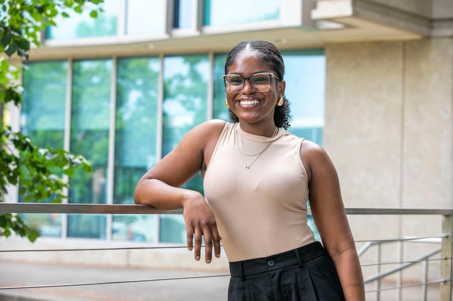 Bioengineering student Kissamy Georges at her research internship at Vanderbilt University