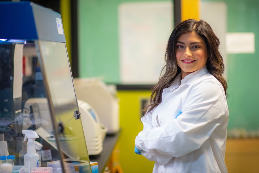 Bioengineering PhD candidate Ramina Behzad in the lab