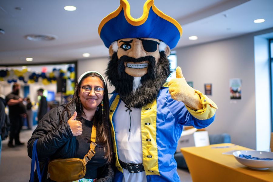 International student with Arnie