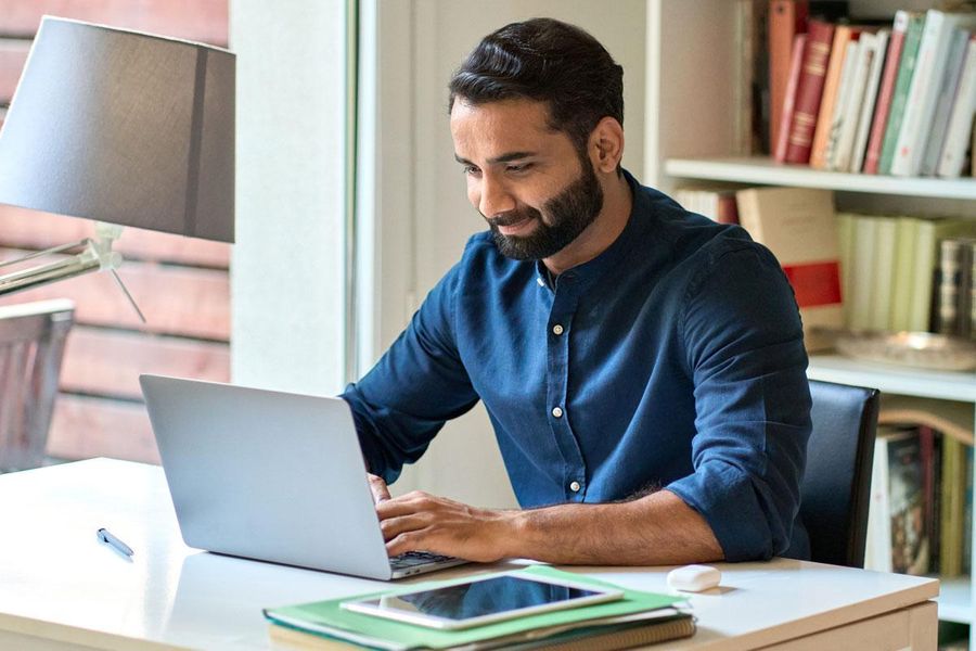 Student working on laptop