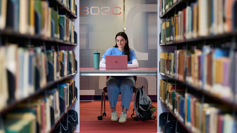 Student studying in the library.