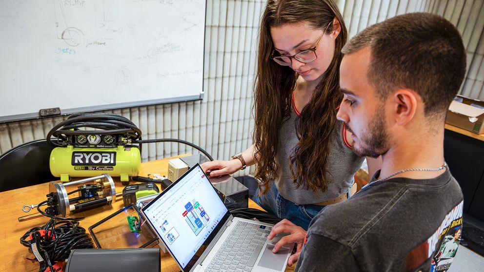 Engineering students working on their capstone senior design projects.